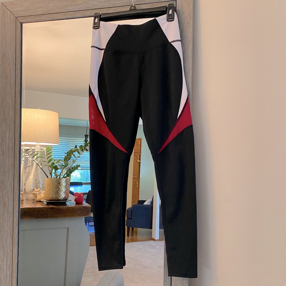 Kimberly C, Small, tri-color performance leggings, sheer panel, great condition!